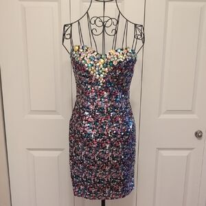 Hannah Vibrant Sequin Strapless Mini Dress